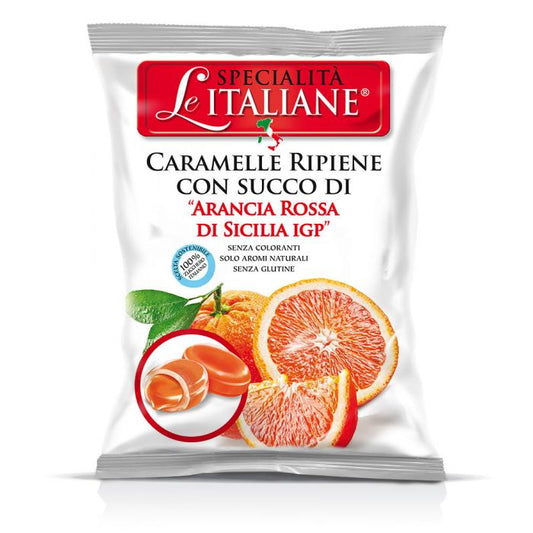 Red Orange Candy From Sicily Italy Hard Filled Candy, 100 gr | 3.52 Oz
