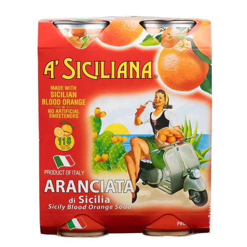A' Siciliana Aranciata Sicilian Blood Orange Soda, 4 x 11.2 fl oz (1.3 l)