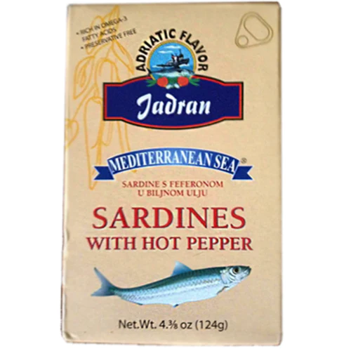 Jadran Mediterranean Sardines with Hot Peppers 124g